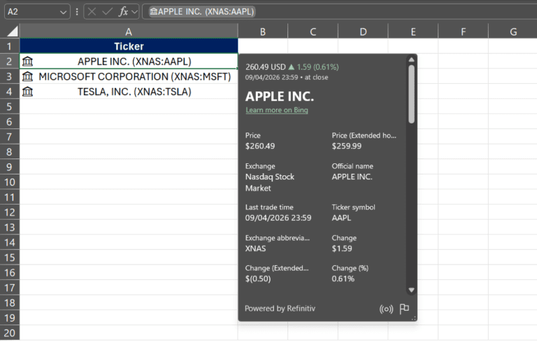 How to Get Real-Time Stock Quotes in Excel (Step-by-Step Guide)