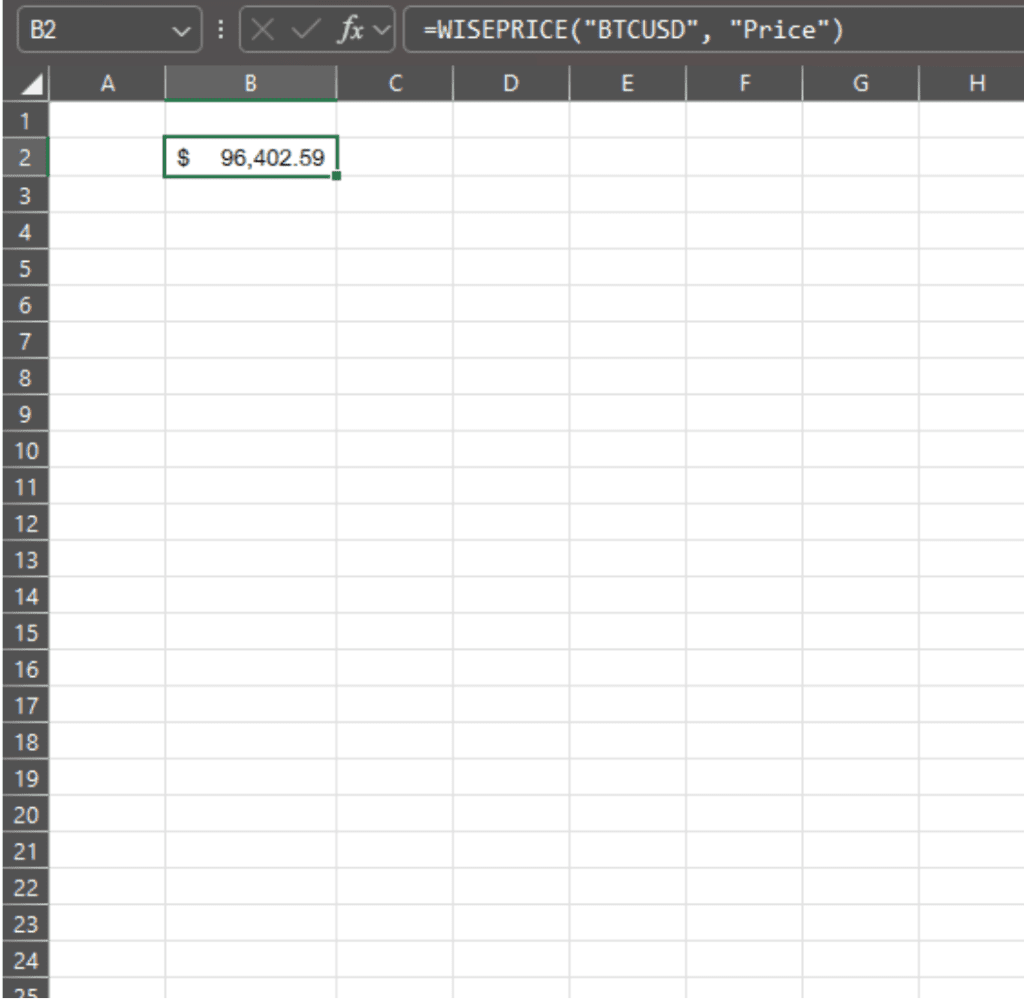 Get Crypto Prices in Excel Instantly