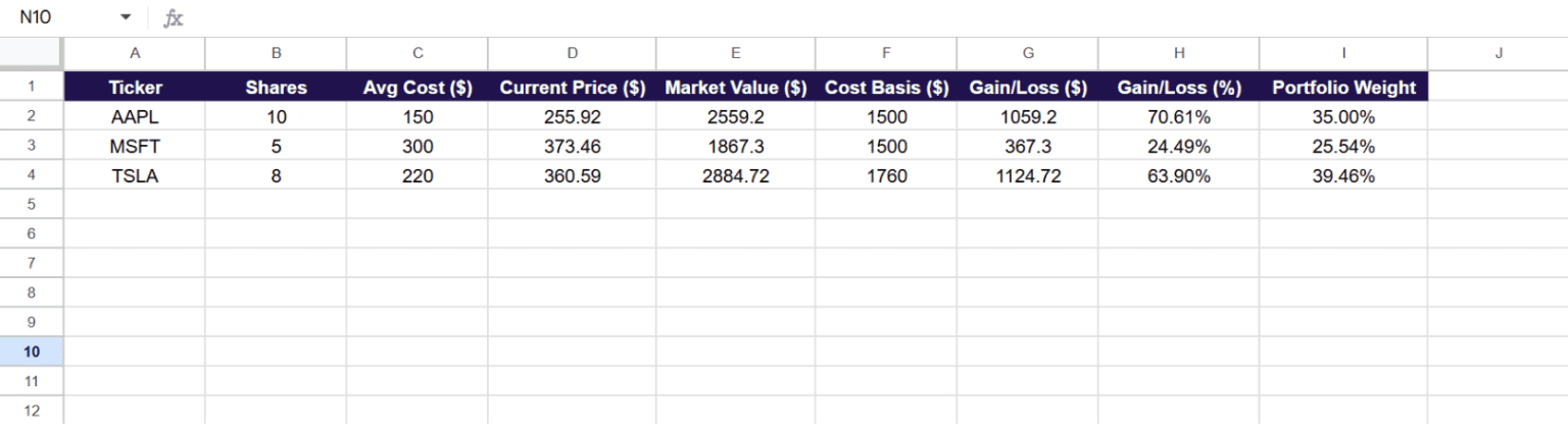 How to Build a Real-Time Portfolio Dashboard in Google Sheets