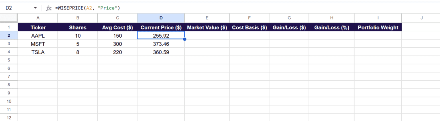How to Build a Real-Time Portfolio Dashboard in Google Sheets