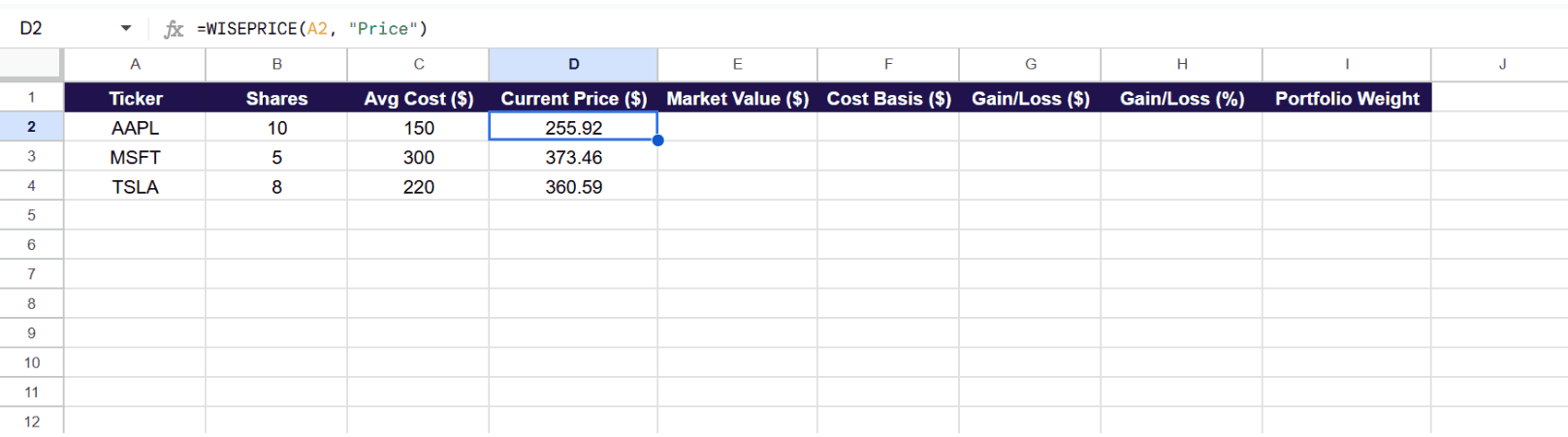 How to Build a Real-Time Portfolio Dashboard in Google Sheets
